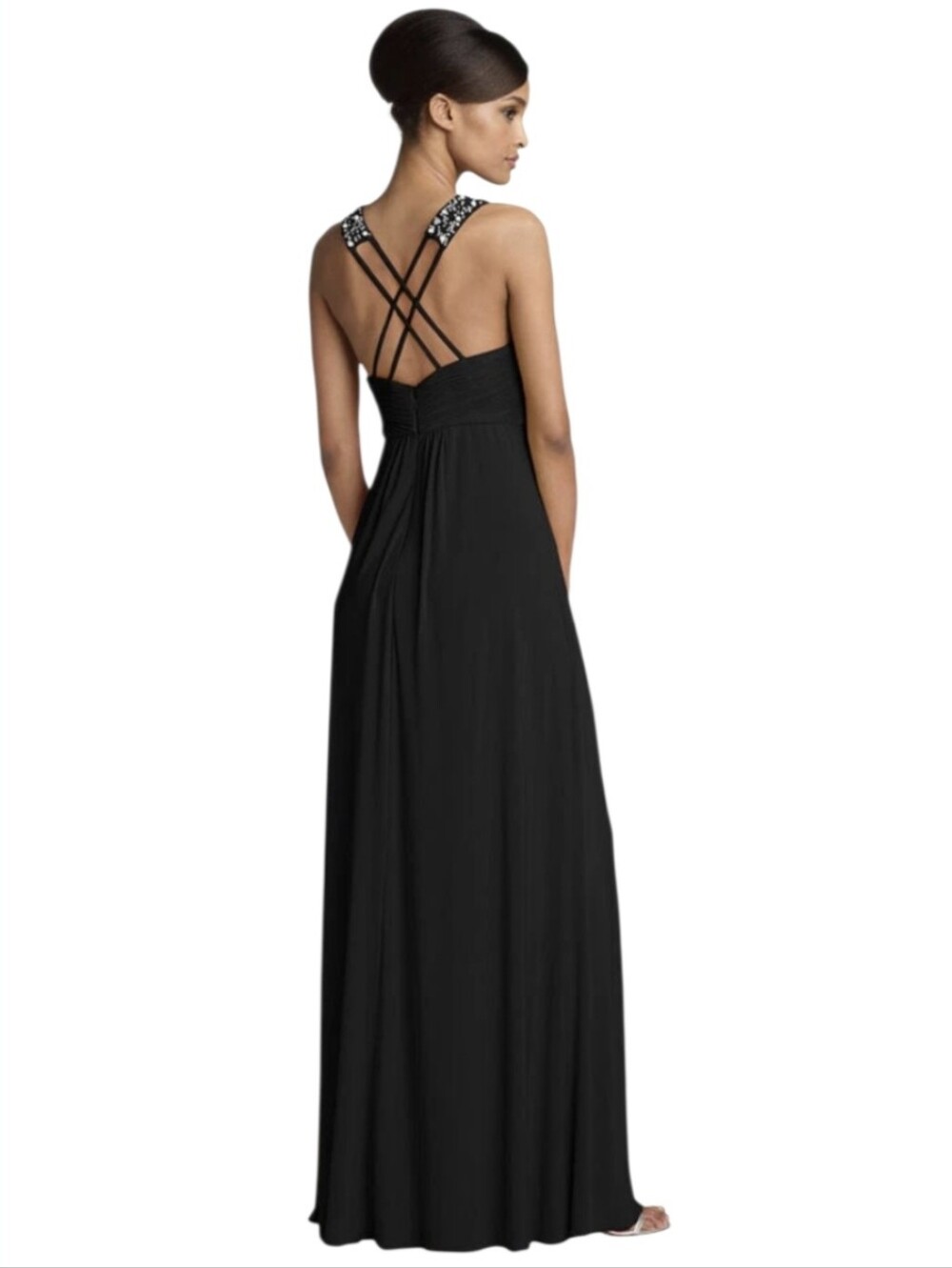 vintage Y2K js boutique JS beaded neck jersey gown black size 2